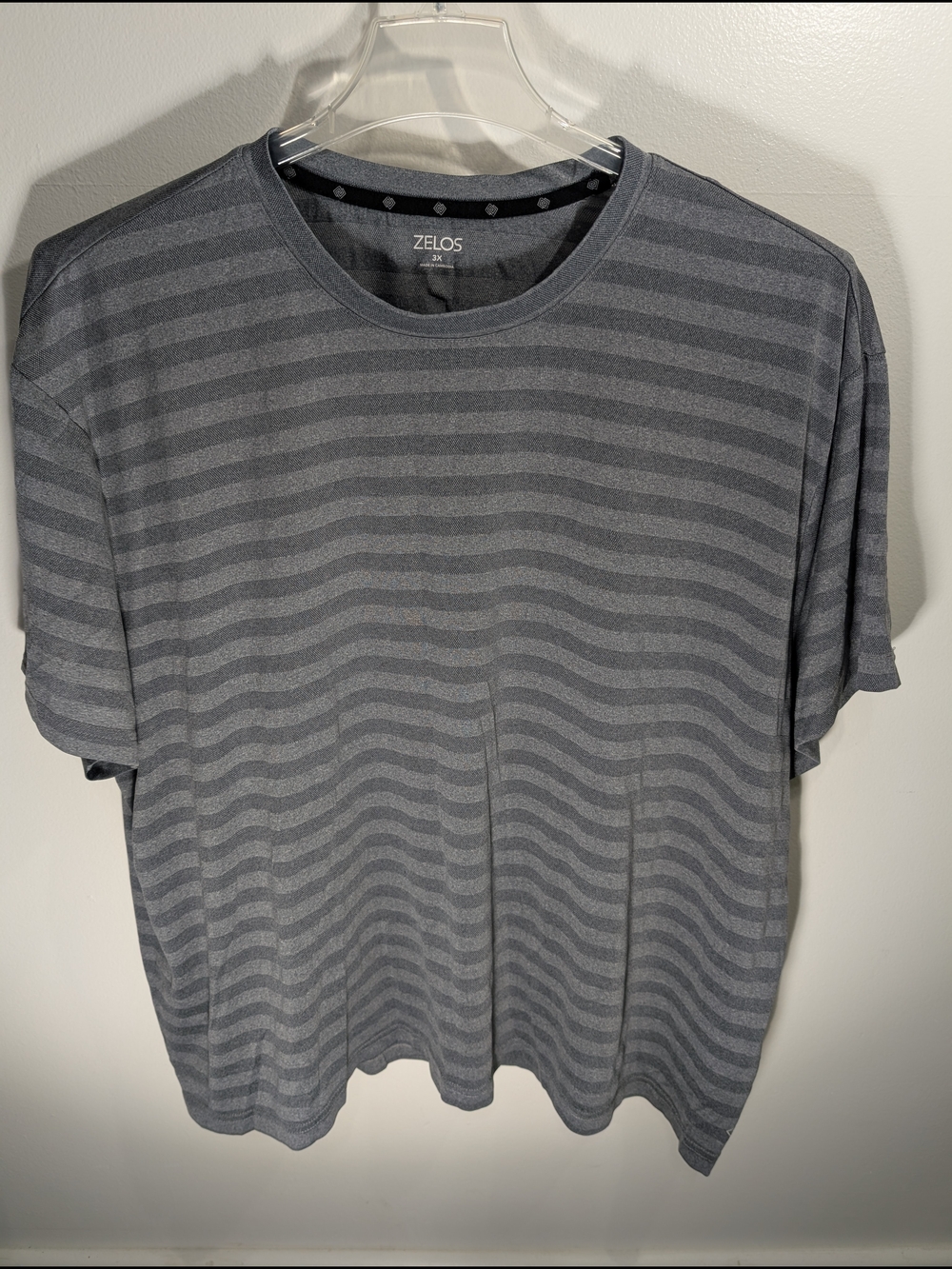 ZELOS Gray Striped Short Sleeve Dri Fit Tee 3X (0015)